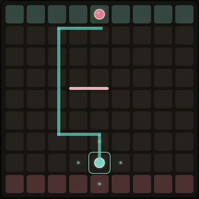 Wallz game strategy position with alternate pawn routes around several walls